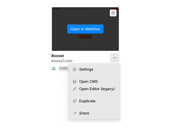 Dashboard上の編集入口