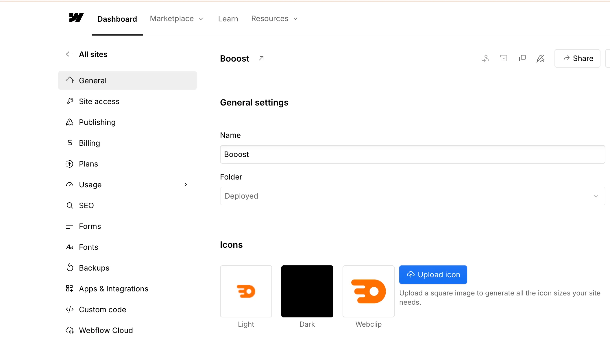 Site settingsの左メニュー
