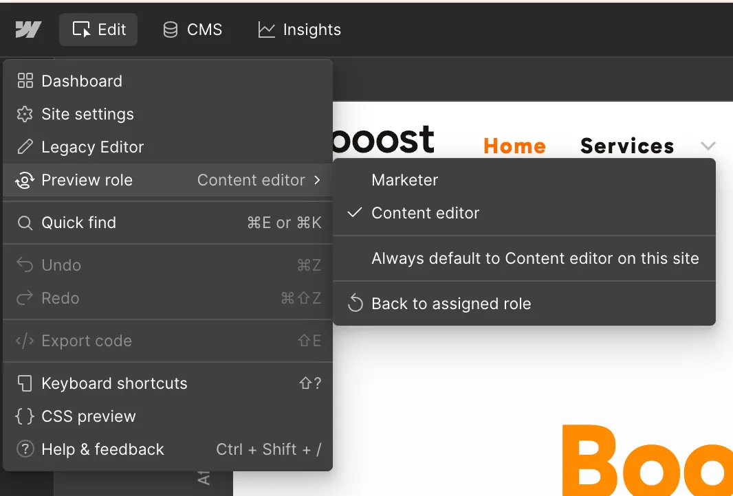 最新Content editor roleで開いた直後のcanvas画面