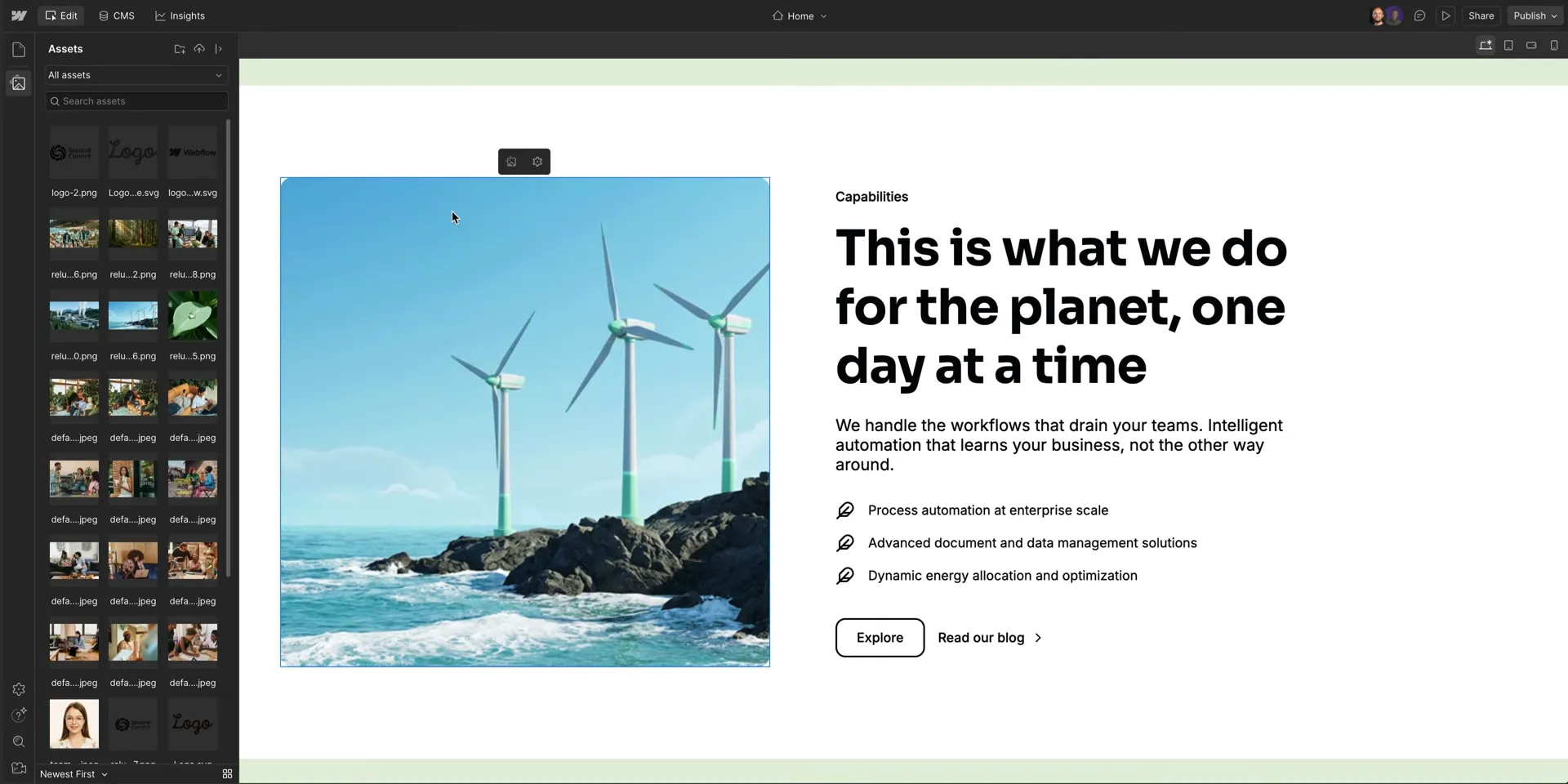 Webflow公式: Assetsパネルからの画像差し替え