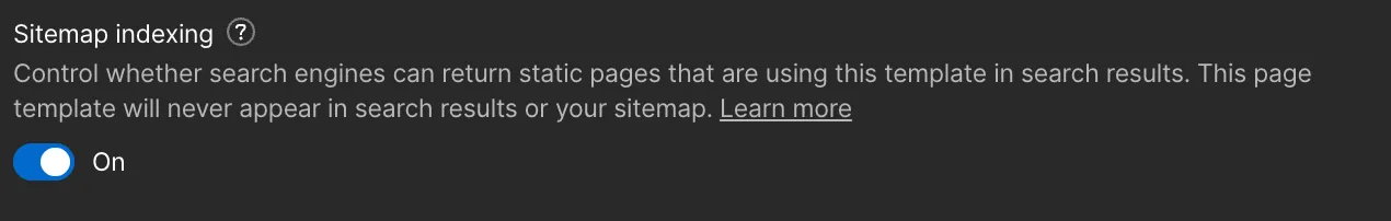 Sitemap indexingがOnの状態