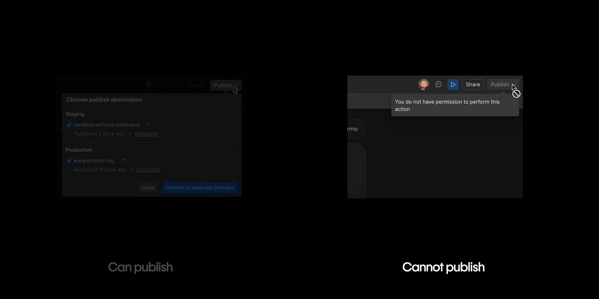 Can publish / Cannot publish の比較